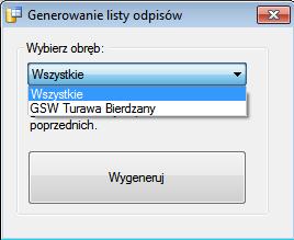 Przed uruchomieniem procedur generujących należy wybrać jeszcze chcemy sporządzić listę: obręb, dla którego Powyższe listy służą do celu szybkiej oceny stanu wpłat zobowiązań i kondycji spółki wodnej