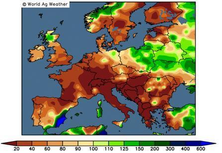 Strona 5 z 6 Spodziewane wielkości opadów atmosferycznych w Polsce i krajach europejskich w okresie 2-10 stycznia 2017 (górna mapa) i okresie 10-18