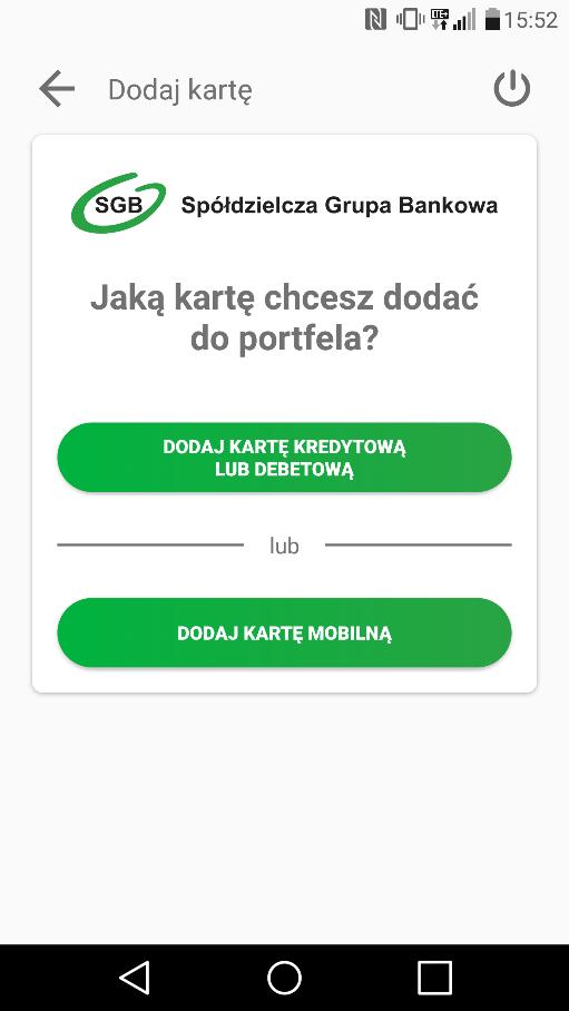 Ponadto należy pamiętać, że do aplikacji można dodać wyłącznie jedną kartę mobilną Visa HCE. 1.