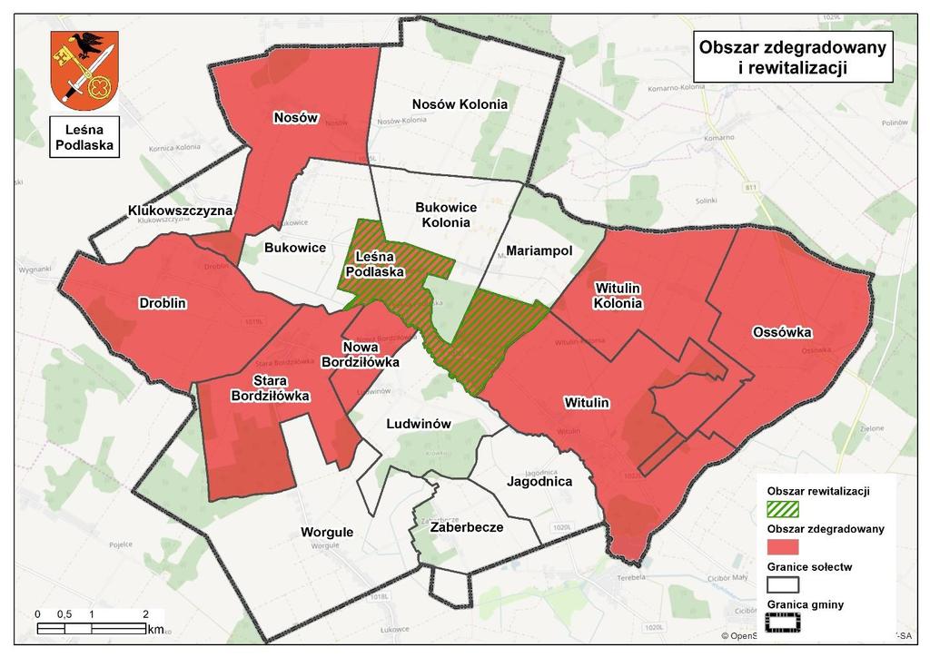Lokalny Program Rewitalizacji Łączna powierzchnia obszarów do rewitalizacji wynosi 4,43 km2, co stanowi 4,53% powierzchni gminy.