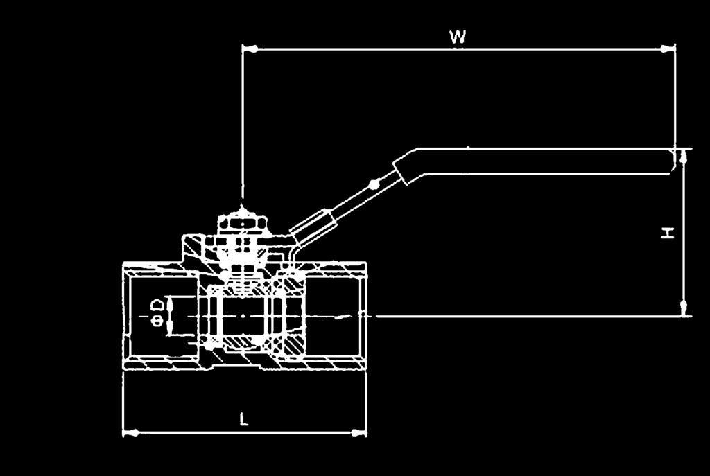 ZAWORY KULOWE RĘCZNE ZAWORY KULOWE JEDNOCZĘŚCIOWE 400 101 napęd: dźwignia ręczna materiał korpusu: AISI 304 / AISI 316 ciśnienie max.