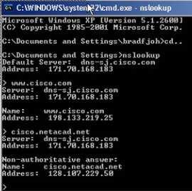 Protokół i usługa DNS Systemy operacyjne komputerów udostępniają użytkownikom narzędzie zwane nslookup, które umożliwia manualne wysłanie zapytania do serwera DNS w celu