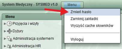 2. Zmiana hasła Zmiana hasła logowania do aplikacji e-opieka może być przeprowadzona w dowolnym momencie, po uprzednim zalogowaniu i wyborze opcji Menu->Zmień hasło Rys.