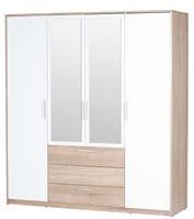 MILO 02 szafa ubraniowa 4 door, 3 drawer 4-drzwiowa wardrobe z 3 szufladami (with laundry space) (z jednej strony bieliźniarka) 187 x 206 x 62 cm 187 x 206 x 62 cm MILO 05 komoda 2 door, 4 drawer