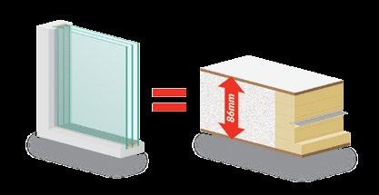 Grubość warstwy termoizolacyjnej wynosi 86 mm, stanowiąc