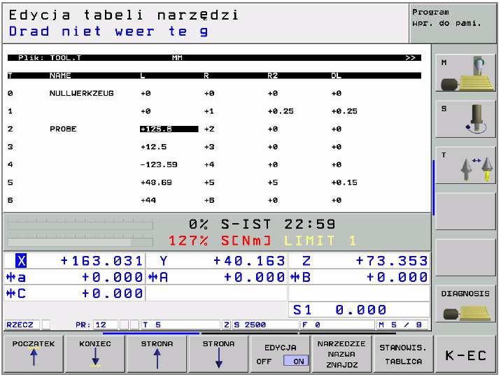 5 2.3. Tabela narzędzi Obrabiarka DMU 60 jest wyposażona w magazyn 24 narzędzi, dlatego też narzędzi nie definiuje się w samym programie, ale w tabeli narzędziowej. Widok tabeli przedstawia rys. 2. Rys.