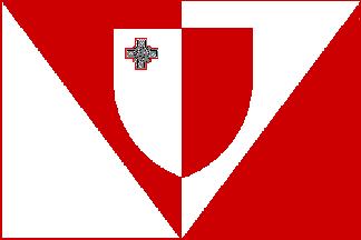 z herbem Republiki Malty umieszczonym w centralnym polu płachty.