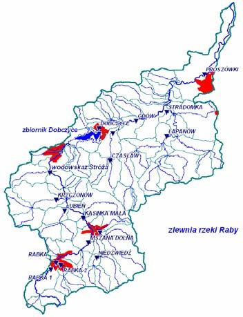 Rys.1. Położenie zbiornika Dobczyce w zlewni rzeki Raby. 2.