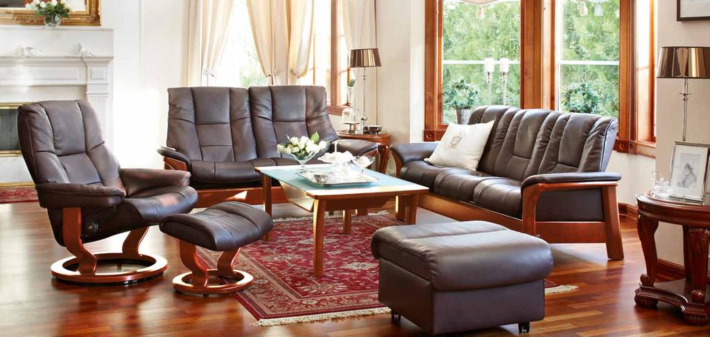 49 Stressless Buckingham i Stressless Kensington są przedstawione w wersji Royalin Amarone/Kirsche. Stolik Ekornes Windsor. Pełną ofertę naszych mebli znajdziesz na stronach 76 83.