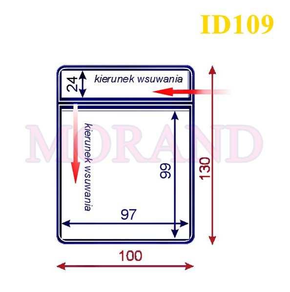 Wymiar zewnętrzny: 100x130 mm Wymiar wewnętrzny: 97x99 mm i 97x24 mm 2 kieszenie z jedną przelotową Zamówienie min.