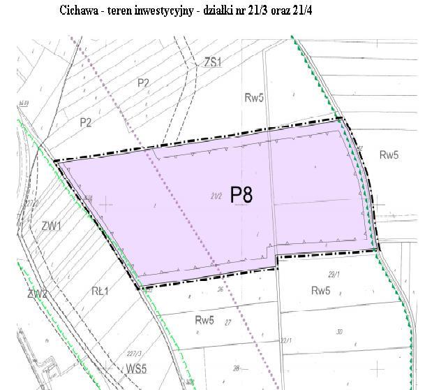 Załącznik 1 OBSZAR CICHAWA 2 teren techniczno-produkcyjny Oferta inwestycyjna jest przestawiona na podstawie istniejącego i obowiązującego miejscowego planu zagospodarowania przestrzennego