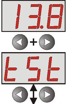 - nacisnąć jednocześnie 2 skrajne przyciski <,> - na wyświetlaczu pojawi się skrót tst - przyciskami < lub > ustawić na wyświetlaczu parametr dis - nacisnąć OK - na wyświetlaczu pojawi się informacja