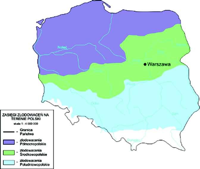 Rys. 7. Zasięgi kolejnych zlodowaceń na terenach obecnej Polski Stało się inaczej.