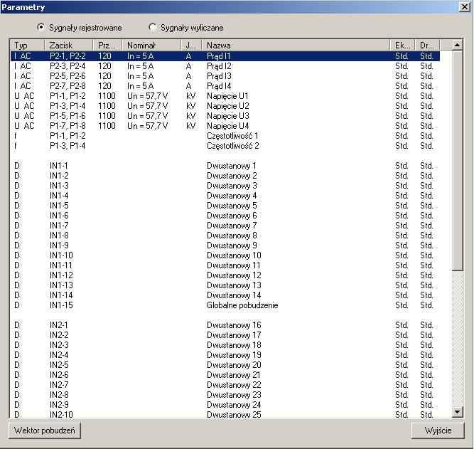 5 Parametry Specyfikację układów wejściowych dobiera się w zakładce Parametry ( Rysunek 12).