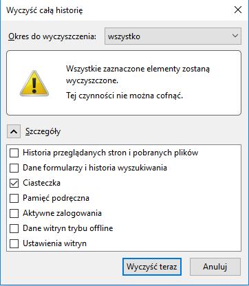 Następnie kliknij opcję [Wyczyść Historię przeglądania], otworzy się menu Wyczyść