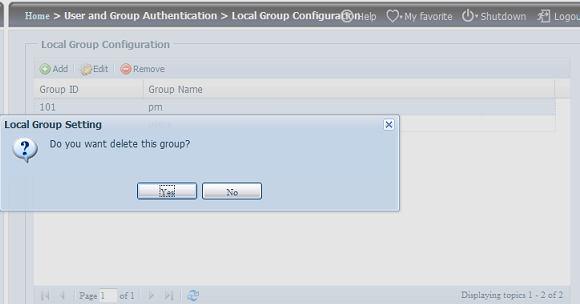 Edycja grup 1. Na ekranie Local Group Configuration (Konfiguracja grupy lokalnej) wybierz nazwę grupy z listy. 2. Naciśnij przycisk Edit (Edytuj) w celu zmodyfikowania członków w grupie. 3.