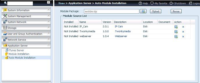 zip, który zawiera wszystkie moduły dostępne w momencie wysyłki systemu. Patrz zrzut ekranu poniżej.