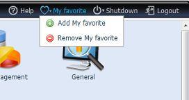 Administrator może dodawać lub usuwać ulubione funkcje z pozycji My Favorites (Ulubione) przez kliknięcie prawym