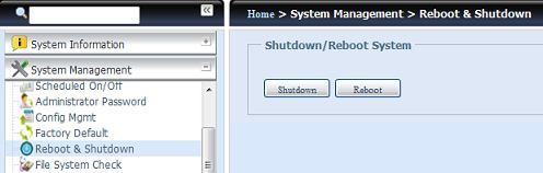 Reboot & Shutdown (Ponowne uruchomienie i wyłączenie) W menu wybierz pozycję Reboot & Shutdown (Ponowne uruchomienie i wyłączenie), co spowoduje wyświetlenie ekranu Shutdown/Reboot System