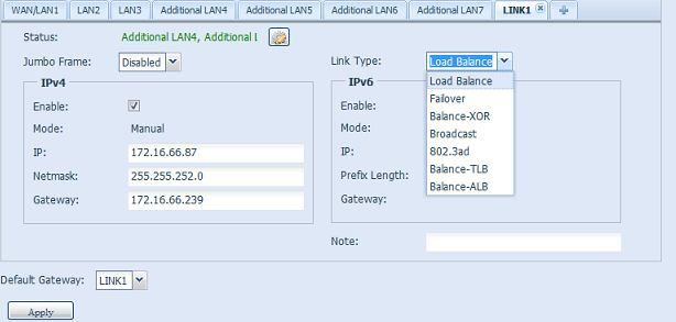 Link1 Configuration (Konfiguracja Link1) Status (Stan) Określa porty sieciowe stosowane ze skojarzoną agregacją łącza.