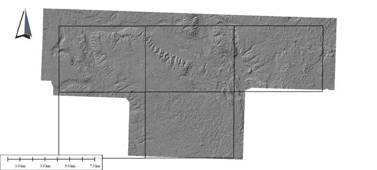 Ryc. 11. Wizualizacja cieniowanego modelu terenu dla rejonu Bobolic (Źródło: UAM/ MGGP Aero). Fig. 11. Visualisation of shaded DTM of the Bobolice region (Source: UAM/MGGP Aero).