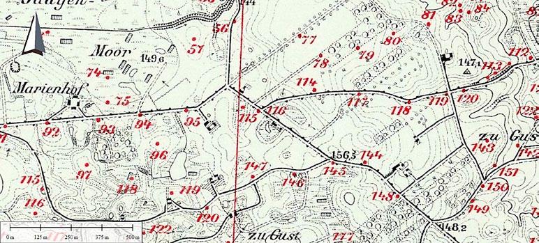 Fragment arkusza mapy topograficznej 1:25 000 z serii (Źródło: Archiwum Map Zachodniej Polski" - http://mapy.amzp.pl/ (dostęp: 30.09.2015)). Fig. 31.