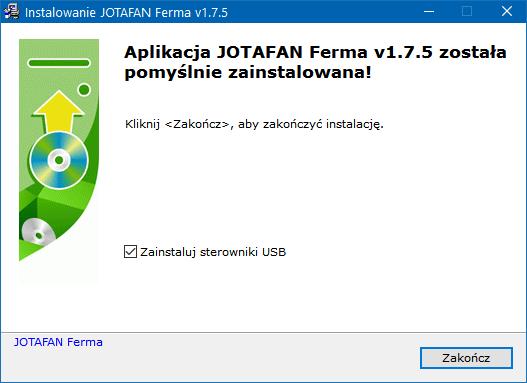 kończy instalację programu, a w przypadku