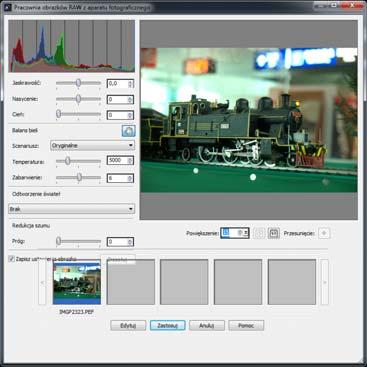 Korzystanie z narzędzia Pracownia obrazków RAW z aparatu fotograficznego.