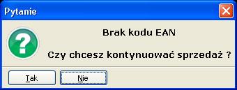 K) Kontrola obecności kodu EAN (lub równoważnego) w momencie wydawania leku refundowanego Podczas sprzedaży refundowanej program kontroluje czy lek posiada kod EAN lub równoważny (kontrola zależna