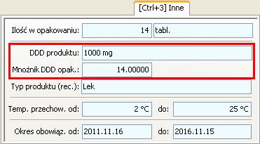 5. Kartoteki A) Zmodyfikowana kartoteka BLOZ (mnożnik DDD, opis DDD, typ leku) - Mnożnik DDD oraz Wartości DDD, gdzie DDD - Definied Daily Dose określa przypuszczalną dawkę dobową leku stosowaną w