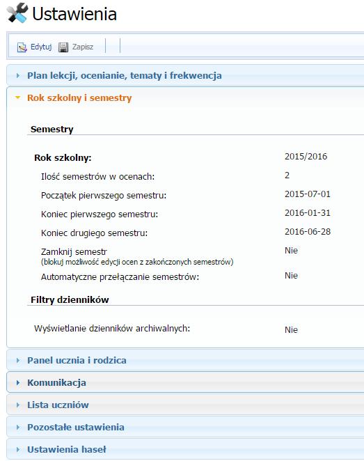 - sposób wyświetlania danych na listach uczniów, - opcjonalne uruchomienie mechanizmu szczęśliwego losu, - ustawienie dotyczące wymuszenia zmiany hasła. Rysunek 35. Parametry dodatkowe.