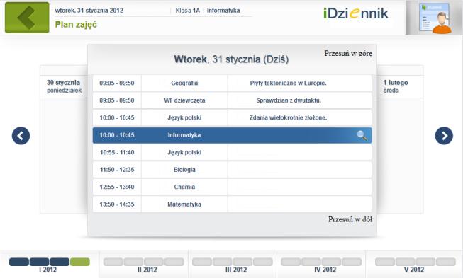 Rysunek 76. Panel lekcyjny - moduł Plan lekcji. Obecność Moduł ten pozwala na sprawdzenie obecności uczniów na lekcji, gdzie domyślnie wszyscy uczniowie są obecni.