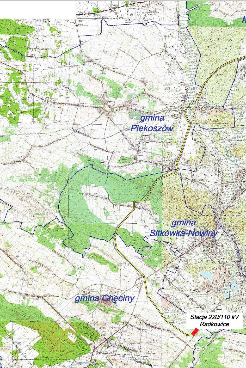 Orientacyjny przebieg projektowanej