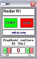 Poniżej przycisków znajduje się informacja o stanie urządzenia: włączone, wyłączone, awaria. Rys.2. Okienko Start/Stop redlera, podnośnika, wentylatora i ślimaka 3.2. Redler kosza przyjęciowego R1 Załącza się tak jak opisano powyżej.