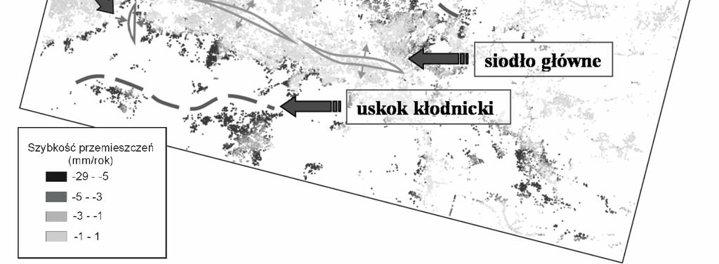 Detekcja pionowych przemieszczeń terenu na obszarach górniczych z wykorzystaniem satelitarnej interferometrii radarowej typu PSINSAR krakowskiej serii piaskowcowej duże tempo osiadań zostało