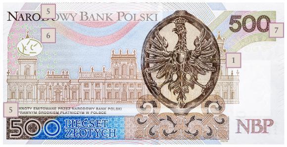 6) BANKNOT 500 PLN Na banknocie o wartości nominalnej 500 zł znajduje się portret króla