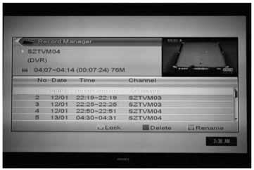 muzyki 1. Naciśnij przycisk [Góra/Dół], aby wybrać którąś z dostępnych opcji menu: Manager nagrywania, Informacja o DVR HDD, konfiguracja DVR. 2.