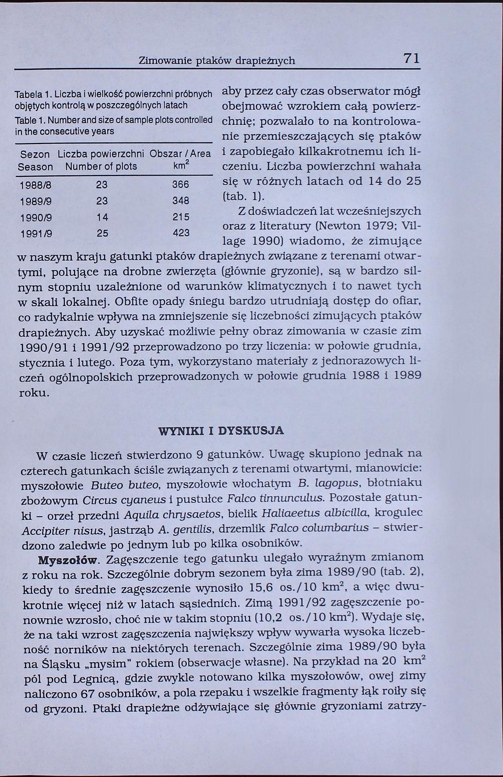 Zimowanie ptaków drapieżnych 71 aby przez cały CIA s obserwator mógł obejmować wzrokiem całą powierztable 1.