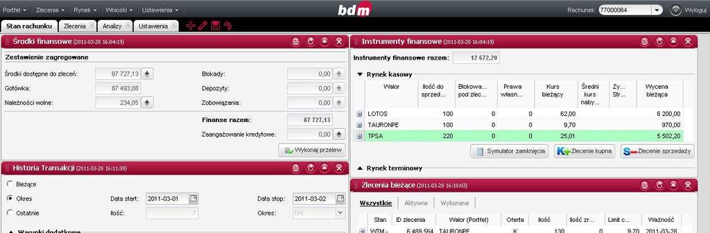 Formatka do zleceń jest niezależna od włączanego pulpitu, można ją odkrywać i