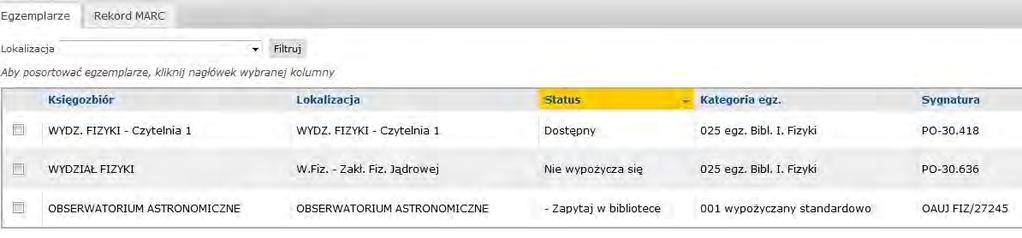 WYDZIAŁ FIZYKI Identyfikacja rekordów bibliotek w bazie
