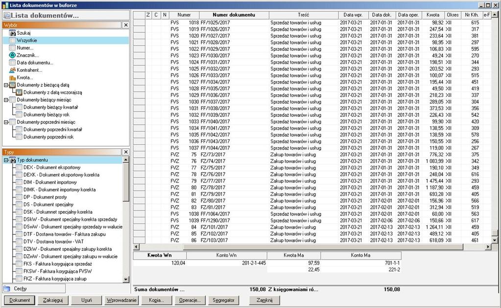 Lista dokumentów w buforze Po imporcie danych powinien pokaza si raport -> Zestawienie wczytanych operacji. Po wczytaniu danych do bufora, wszystkie maj zaznaczone czerwone wykrzykniki.