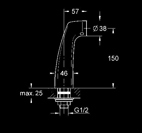 przeciwzłącze śrubowe 1/2 wysięg 70-91 mm wysokość 70 mm 12 036 000 chrom