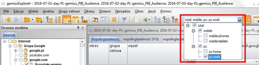 4 Wybór wskaźników i prezentacja danych 4.1 Wybór wskaźników Istnieje możliwość prezentacji informacji w tabeli dotyczących różnych wskaźników (np. liczba odsłon, zasięg, udział czasu itp.