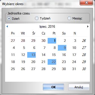 zostać zaprezentowany (dziennie/tygodniowo/miesięcznie). Możliwe jest wybranie kilku plików do analizy.