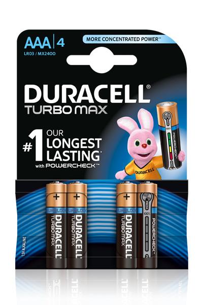 Baterie DURACELL TURBO MAX LR03 / AAA / MN2400 (K4) Symbol KTM: SC-DURT-AAA-4 Symbol EAN: 5000394010369 Waga: