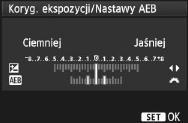 h Sewencja naświetlania (AEB)N Poprzez automatyczną zmianę czasu naświetlania i wartości przysłony aparat wyonuje sewencję espozycji w masymalnym zaresie ±3 stopni, z doładnością do 1/3 stopnia,