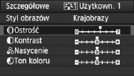 A Zapisywanie Stylu obrazówn 5 6 Wybierz parametr. Wybierz parametr, na przyład [Ostrość], a następnie naciśnij przycis <0>. Ustaw parametr.