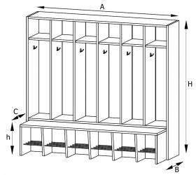 odrębnych przegród, wyposażonych w dwa haczyki kurki. Półeczka na czapki i szaliki.