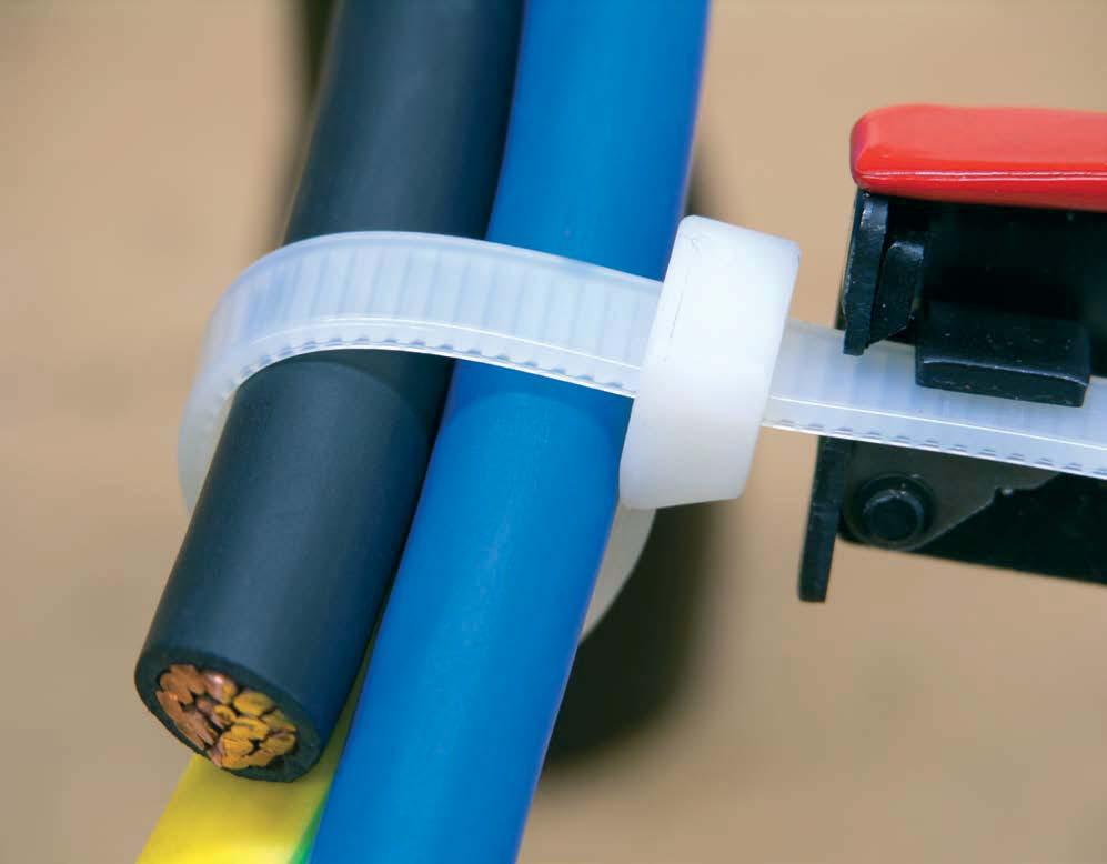 Opaski kablowe, akcesoria RoHS Przyrząd do zaciągania opasek kablowych konstrukcja z metalu, z wbudowanym noźem, obcięcie