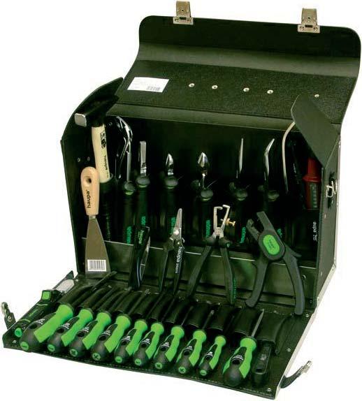 Walizka ze skóry Walizka narzędziowa Novelle 1 walizka narzędziowa dla elektromontera ze skóry bydlęcej, z 26 narzędziami.